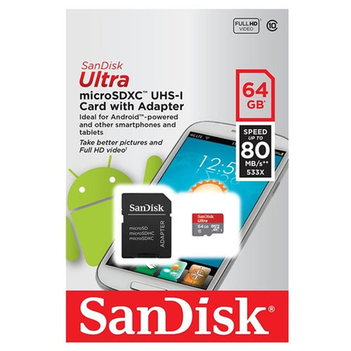 Карта памяти на 64 Гб SanDisk microSD (class 10) фото 