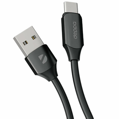 Кабель Deppa Silk USB Type-C 66W 6A 1.2m Black фото 